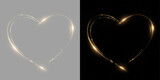 Glowing Gold Heart Shape on Black Background for Photo Overlays Scrapbooking Collages and Creative Compositions