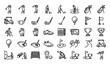 © MD AJIJUL HAKIM - Modern golf outline icon set with player actions and equipment editable stroke vector illustration isolated on white background