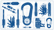 © Joko - Technical blueprint of a multi-tool carabiner vector with compass