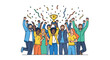 © yuliana - Diverse group celebrating with trophy.