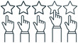 © SABIKUNNAHAR - Five star rating system with hands pointing to stars for customer feedback.