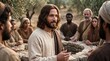© Svitlana Vorotniak - Jesus talking to a crowd of men and women in the Middle East. Biblical teaching scene representing compassion and healing. Religious message of love and kindness from the gospels.