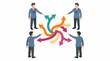 © FaiSTUDIO - Businessmen pointing at multiple arrows representing diverse choices and strategy
