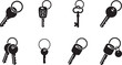 © Runa - Assorted black and white keys and keychains isolated illustration Vector