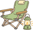 © 은혜 노 - Camping chair and lantern outdoor equipment illustration