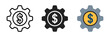 © AYAT - Financial optimization and management icon featuring a mechanical gear with a dollar sign, clean vector illustration for finance, automation, business, and investment systems.