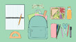 © Pixelmania - Back to school essentials with stationery, backpack, and healthy lunch