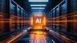 © TommyNa - Glowing AI processor inside modern data center with high speed server connections, idea for artificial intelligence computing, cloud infrastructure, enterprise technology background