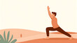 © AEMAEM - Minimalist illustration of man practicing yoga warrior pose outdoors