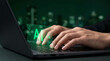 © AucArtStudio - Ai governance regulation digital future control technology law icon hand typing laptop. Technology compliance innovation. policy security intelligence, law system risk, justice privacy