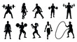 © Julius - Silhouettes of People Exercising with Dumbbells and Weights.