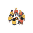 © Fauzia - Group of people sitting around fire.