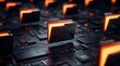 © Sukon - Structured data management concept with glowing orange folder icons on a microchip background.