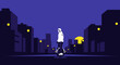 © Arcopollo - Person riding a futuristic self-balancing unicycle at night.
