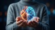 © Funster - Hands holding a glowing heart and brain fusion, symbolizing rational thinking and emotion in decision making.
