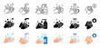 © Sophia - Hand washing icons set for personal hygiene, featuring outline, solid, and flat color styles depicting soap bubbles, water taps, liquid dispensers, and sanitizing procedures