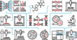 © MDMAHADI - Biotechnology and Genetic Engineering Icon Set with DNA Analysis Genome Editing Laboratory Research Microscopy and Bioinformatics Symbols