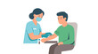 © paloma - Nurse drawing blood from patient for medical test, illustration