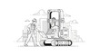 © Rocie - 3D Construction Printing Robotic Machine Line Art with Construction Worker and Cityscape