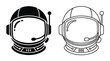 © Abdullah - Minimalist vector illustration featuring two astronaut helmet icons in solid black and bold white line art styles isolated on a clean and simple white background