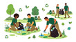 © Sardi - People collecting trash in a park with recycling bags and litter