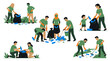 © Sardi - People collecting trash in a park with bags and gloves on.