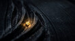 © Minimalist Workspace - Raw gold nugget in dark stone crevice, natural gold vein in black rock background, precious mineral mining concept, luxury gold texture