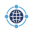 © Roushon_AI_Designer - Global network connectivity icon with satellite nodes surrounding globe connectivity internet technology connection