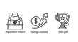 © Mehedi - Corporate negotiation and financial success icon set with negotiation handshake business agreement contract achievement partnership investment corporate strategy professional commerce