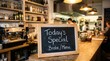 © Wajahat - Restaurant kitchen counter with today's special chalkboard sign