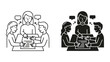 © Arif - Group of people meeting discussing document outline illustration with teamwork