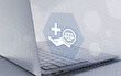 © sh99 - Diese Grafik veranschaulicht ein komplexes Rechtsgebiet mit Gesetzen für die Medizin. Ein digitaler Laptop zeigt ein Symbol für medizinische Gerechtigkeit und Ethik im Gesundheitswesen.