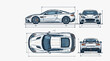 © Putra - Sporty Car Technical Line Drawing.