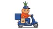 © Wantoo - Cartoon delivery man on scooter with package.