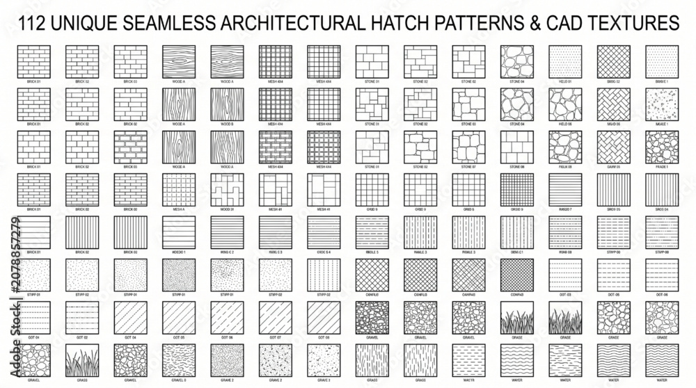 Grass Water and Stone Wall CAD Hatch Patterns for Landscape Design ...