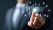 © Iaroslav - Business hand connecting global network of people managing international communication and digital social collaboration