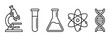 © Karina - Microscope, test tube, flask, atom, and DNA symbols represent fundamental concepts across biology, chemistry, and physics for educational and research purposes.