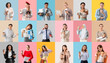 © Pixel-Shot - Collage of diverse people holding coffee cups and office items