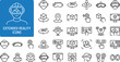 © MSTRAZINA - Extended reality icons set featuring virtual augmented and mixed environment symbols like headsets glasses and three dimensional simulation