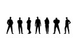 © MdRayhan - Figures Group of Seven Diverse Standing Human Silhouettes Symbolizing Inclusion and Unity in Community Concept Design