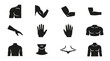 © faizin - Minimal flat vector icon set featuring 12 upper body parts: shoulder, arm, elbow, forearm, wrist, hand, fingers, chest, back, neck, collarbone, and torso