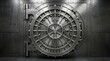 © Xbrp. Std - Heavy steel bank vault door with circular locking mechanism