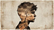 © JunEonnie - Double exposure illustration of a young person representing eco-anxiety and climate grief