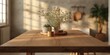 © vxnaghiyev - Solid wood table paired with a gentle kitchen blur for effective product montage