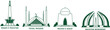 © Anisa - Pakistan Independence Day Vector Famous Pakistan Landmarks Skyline Collection for 14 August Patriotic Illustration