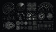 © Graphic - Digital hud interface elements and technical data graphics with interface technology futuristic monitoring elements information hologram analysis technical computer background abstract