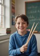 © KIMOG - Smiling pupil standing in school corridor with backpack ready for learning