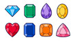 © Andrei - Colorful gemstone sticker set with assorted faceted jewel shapes