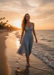 © KIMOG - Cheerful Woman Enjoying Summer Vacation Walking on Tropical Beach