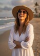 © KIMOG - Cheerful Woman Enjoying Summer Vacation Walking on Tropical Beach